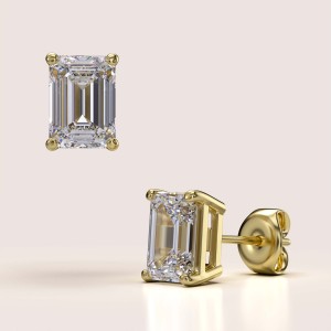 Ohrringe mit Moissaniten im Smaragdschliff 2ct – Eden 14k Gold