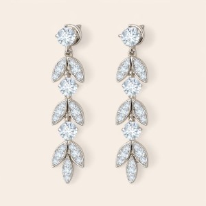 Hängende Ohrringe mit Moissaniten – Leaf Silber 925