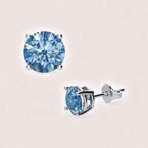 Ohrstecker mit blauem Moissanit - Silber 925 