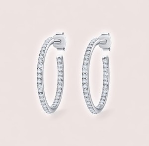 Runde HOOP-Ohrringe mit Moissaniten – 925er Silber