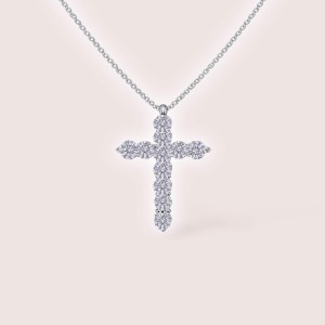 Kreuz-Halskette mit Moissaniten – Silber 925