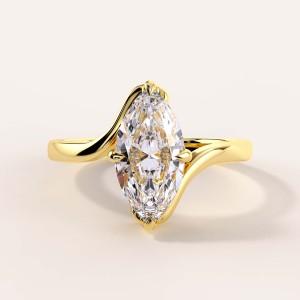 Verlobungsring mit Moissanit im Marquise-Schliff – Muse 14k Gold