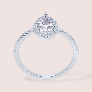 Ring Halo mit Marquise-Moissanit ca. 1,3 ct Ivory - Silber 925