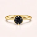 Ring mit schwarzem Moissanit 1ct - vergoldetes Silber 925