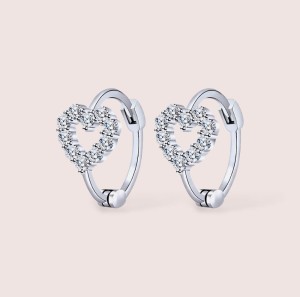 Ohrringe mit Moissaniten in Herzform – Amor, 925 Silber