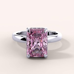 Verlobungsring mit rosa Labordiamant ca. 2,5 ct im Radiant-Schliff – Sophia 14k Gold