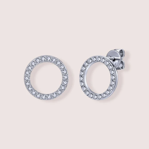 Silberne Ohrringe mit Moissaniten, rund, Silber Orelia Hariets.JPG