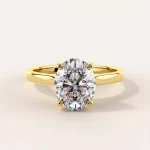 Oval Moissanit Ring in einer Zargenfassung - 14k Gold (1)