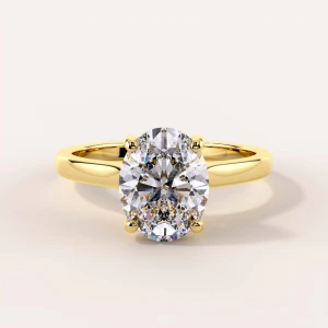 Verlobungsring mit 2 ct Moissanit im Ovalschliff mit Hidden Halo – Noelle, 585er Gold