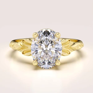Ring in 24h mit Moissanit ca. 2 ct im Ovalschliff – Wings, aus 14k Gold