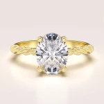 Verlobungsring in 24h mit 2 ct Moissanit im Ovalschliff – Twisted aus 14k Gold (gedrehte Ringschiene)