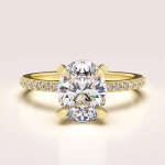 Verlobungsring in 24h mit 2 ct Moissanit im Ovalschliff – Halo: Aria aus 14k Gold