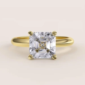 Verlobungsring in 24h mit ca. 2 ct Moissanit im Asscher-Schliff – Vivid aus 14k Gold