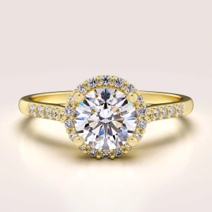 Verlobungsring in 24h Halo mit Moissaniten – Mirage aus 14k Gold