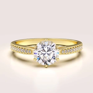 Verlobungsring in 24h mit Moissanit – Páve aus 14k Gold
