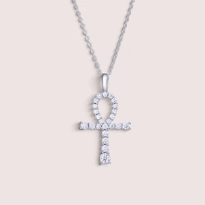 Halskette mit Moissaniten – Ankh-Kreuz aus 925er Silber