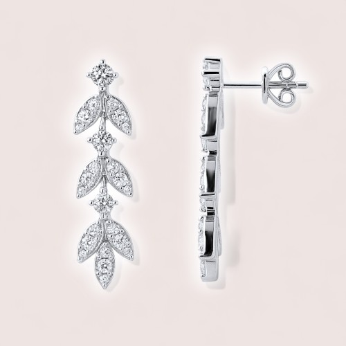 Hängende Ohrringe mit Moissaniten – Leaf Silber 925