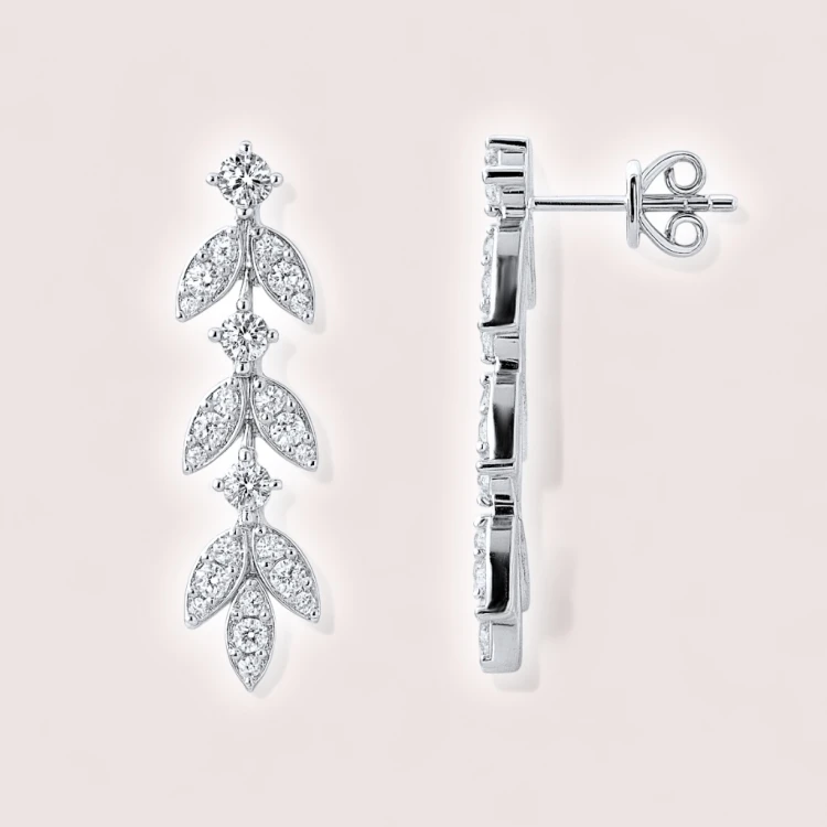 Hängende Ohrringe mit Moissaniten – Leaf Silber 925